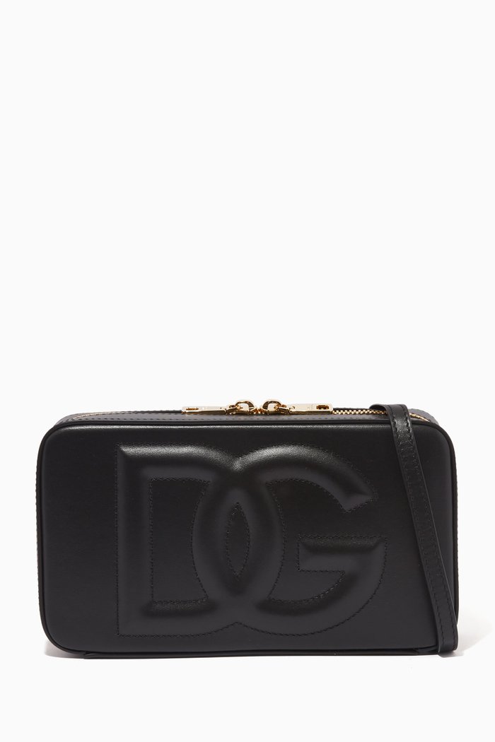 

Small Logo Camera Bag in Calfskin, Black