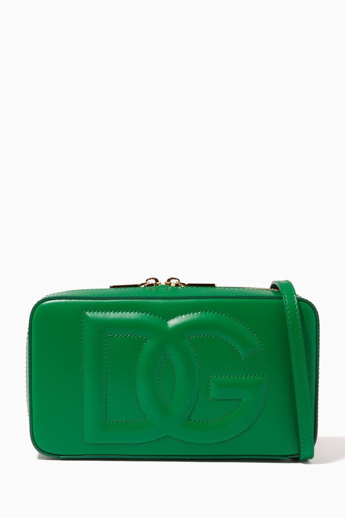 

Small Logo Camera Bag in Calfskin, Green
