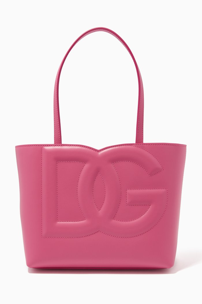 

Small DG-embossed Logo Tote Bag in Calfskin, Pink
