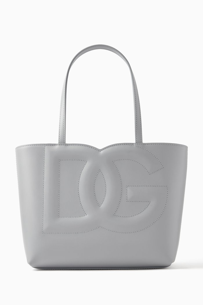 

Medium DG-embossed Logo Tote Bag in Calfskin, Grey