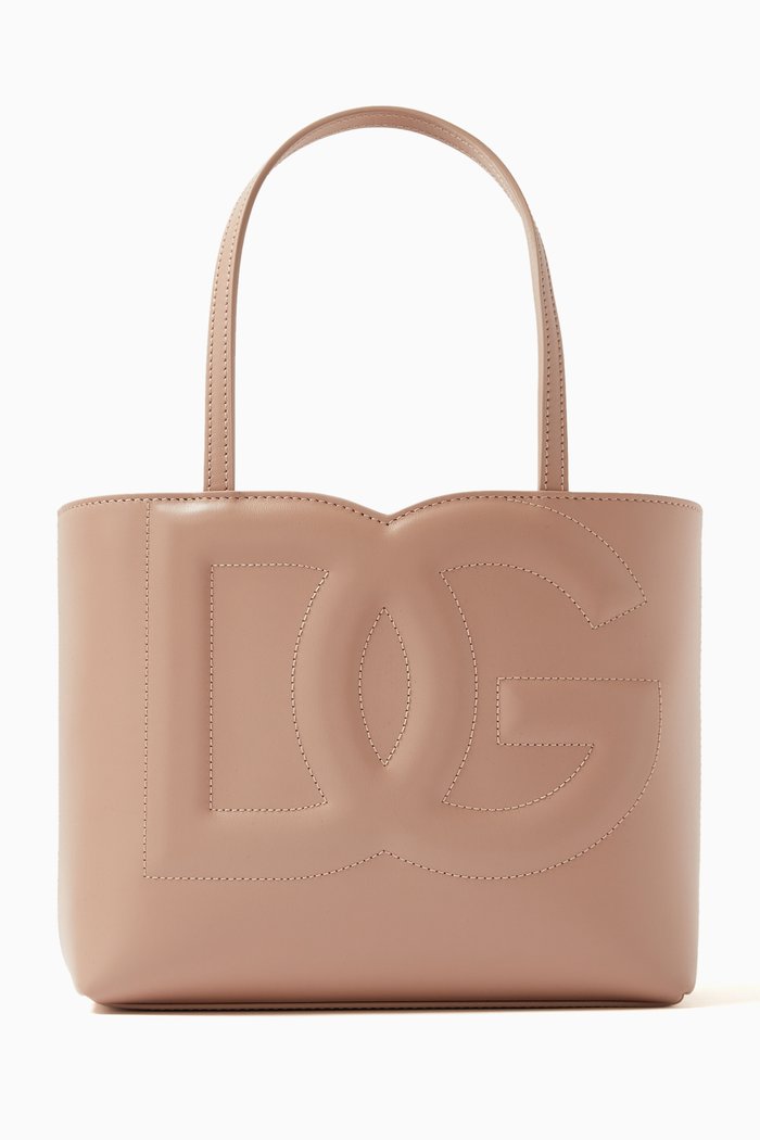 

Small DG-embossed Logo Tote Bag in Calfskin, Pink