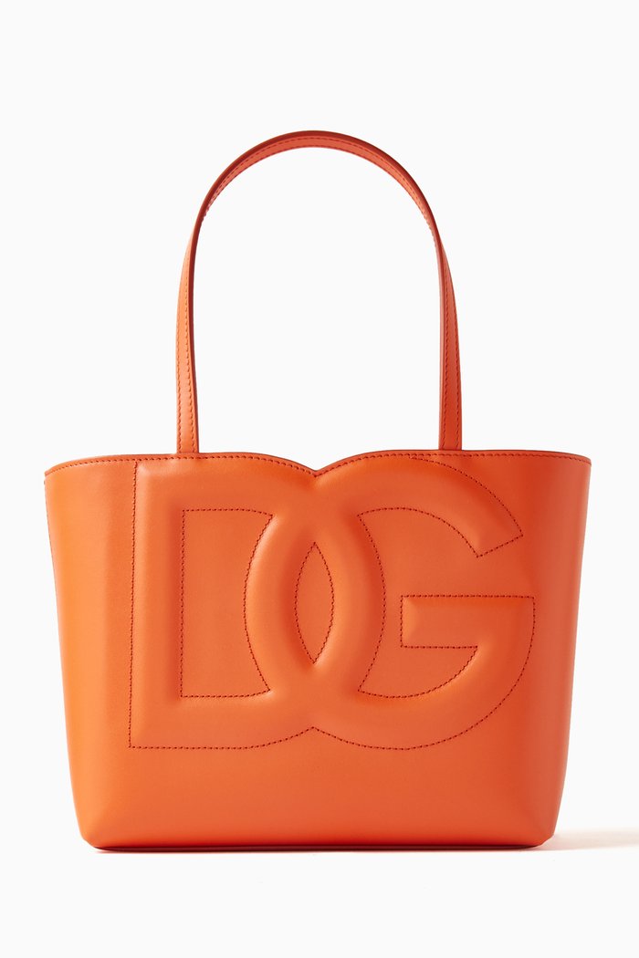

Medium DG-embossed Logo Tote Bag in Calfskin, Orange