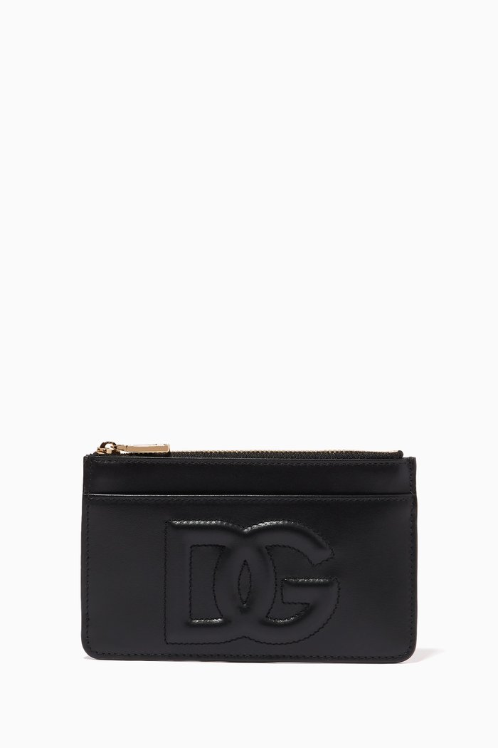 

DG Medium Card Holder in Leather, Black