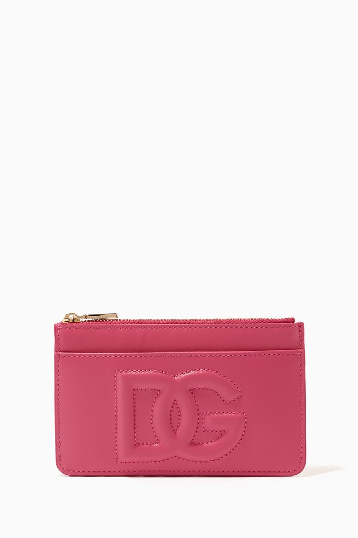 

DG Medium Card Holder in Leather, Pink