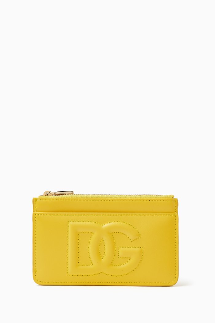 

Medium DG Card Holder in Leather, Gold