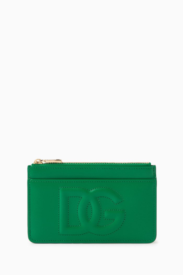 

Medium DG Card Holder in Leather, Green