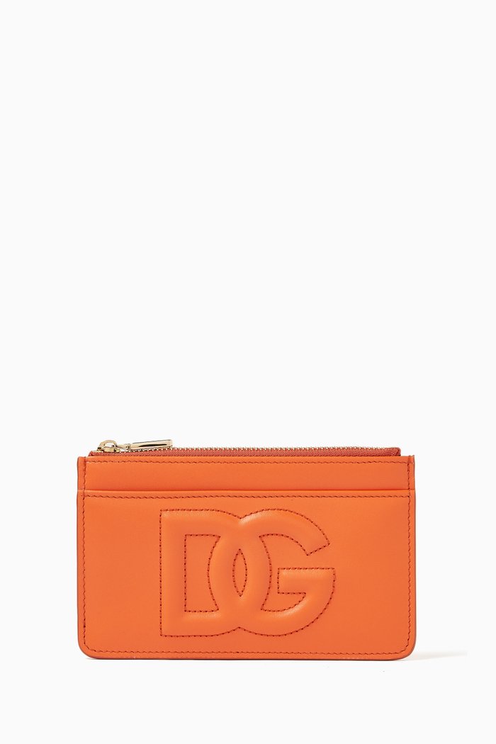 

Medium DG Card Holder in Leather, Orange