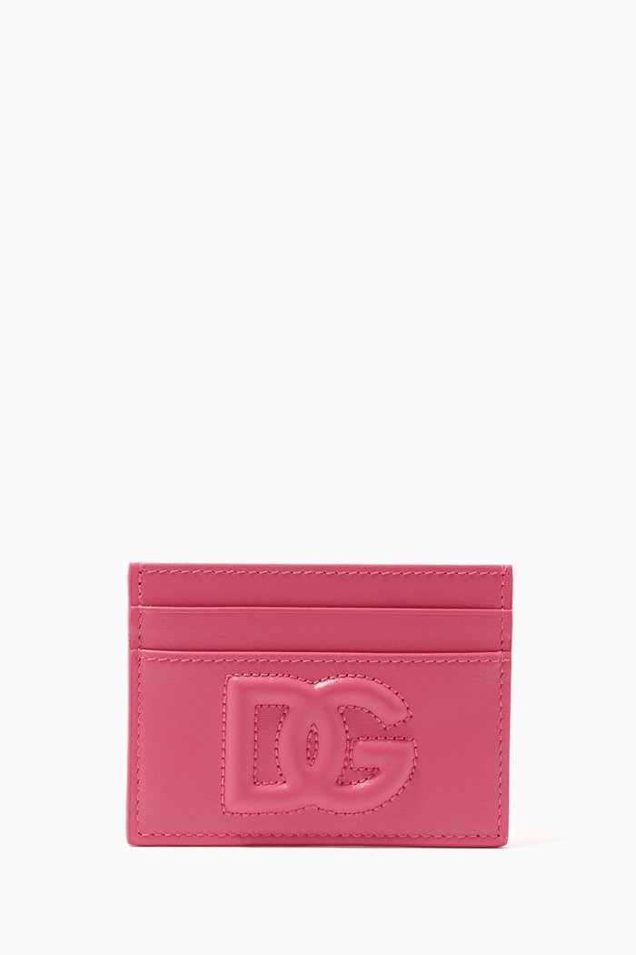 

DG Logo Card Holder in Leather, Pink