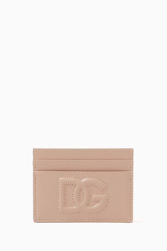 

DG Logo Card Holder in Leather, Brown