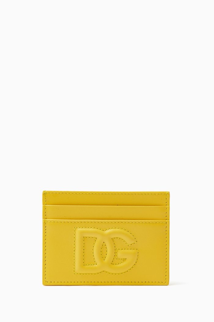 DG Logo Card Holder in Leather, Gold
