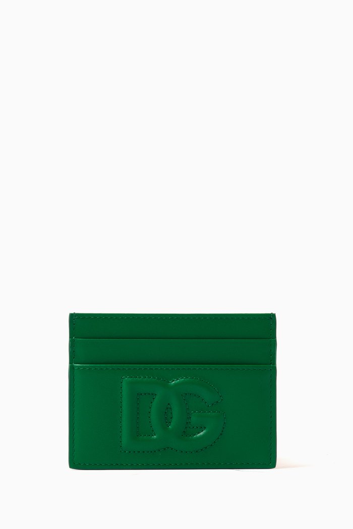 

DG Logo Card Holder in Leather, Green