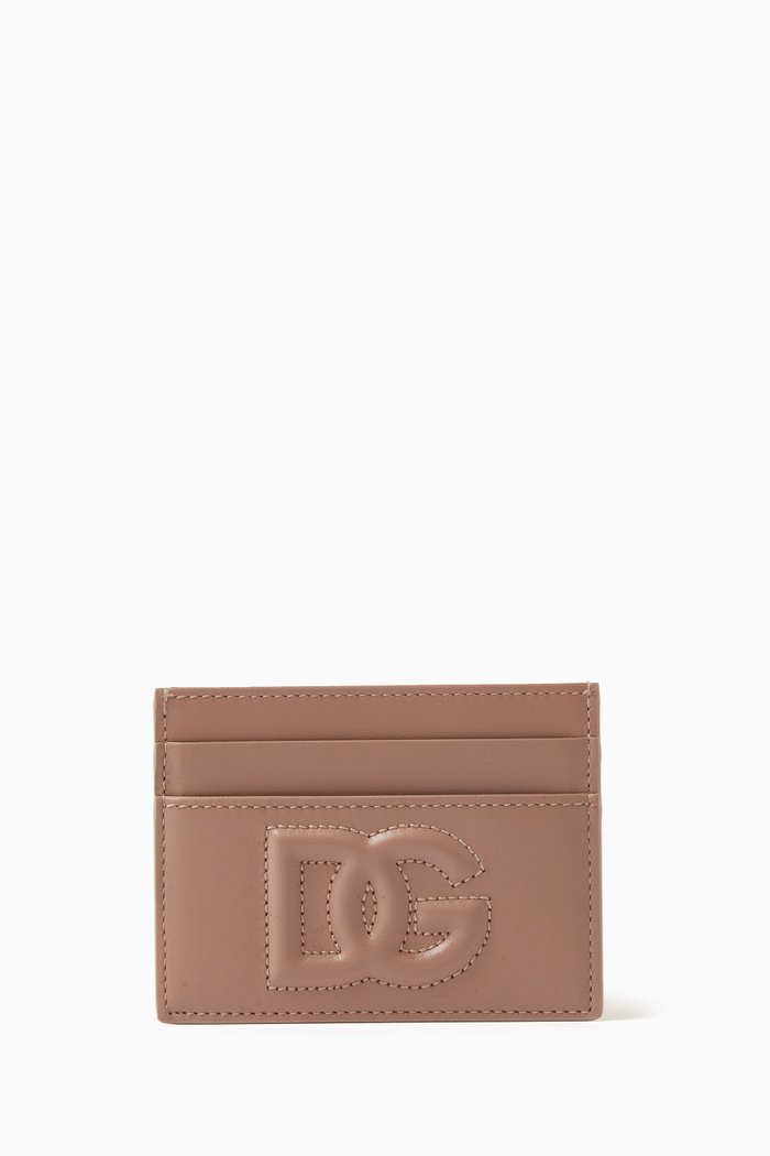 

DG Logo Card Holder in Leather, Pink