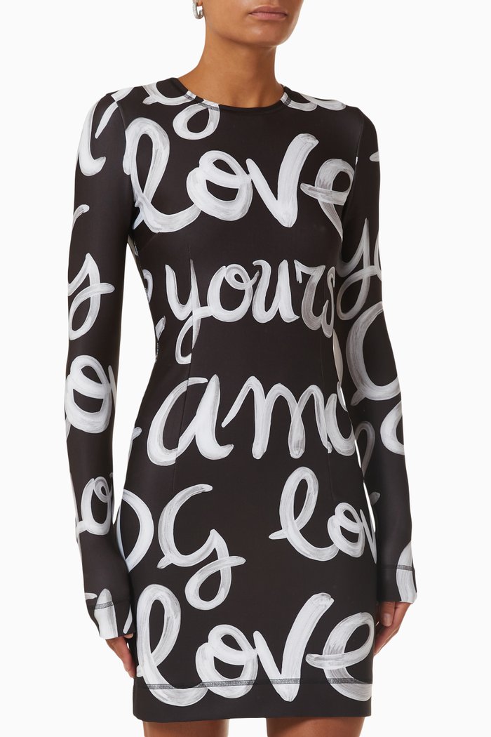 

Power Graffiti Logo-print Dress in Jersey, White