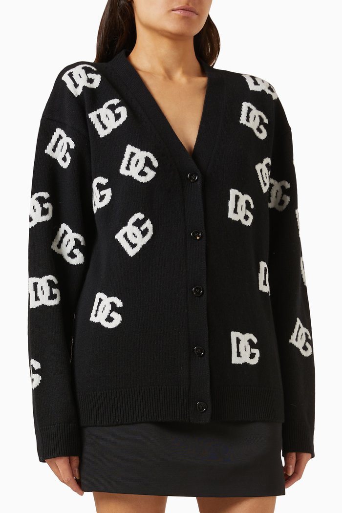 

DG Logo Cardigan in Wool-knit, Black