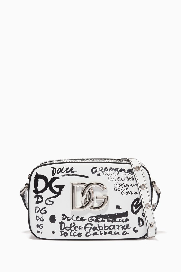 

3.5 Crossbody Bag in Printed Leather, White