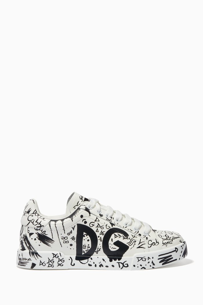 Portofino Sneakers in Printed Leather, White