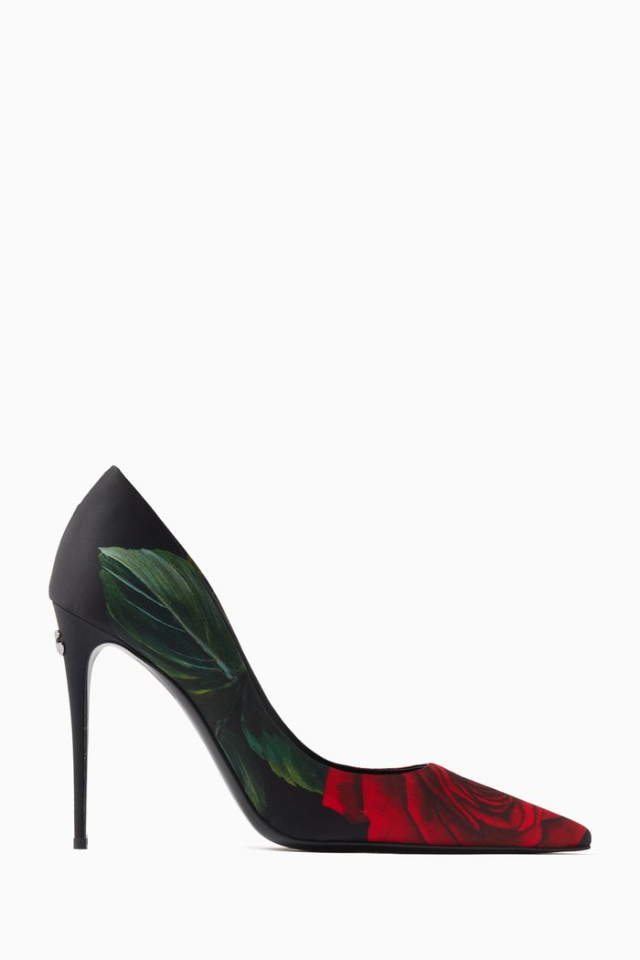 

Rose-print Pumps in Jersey, Red