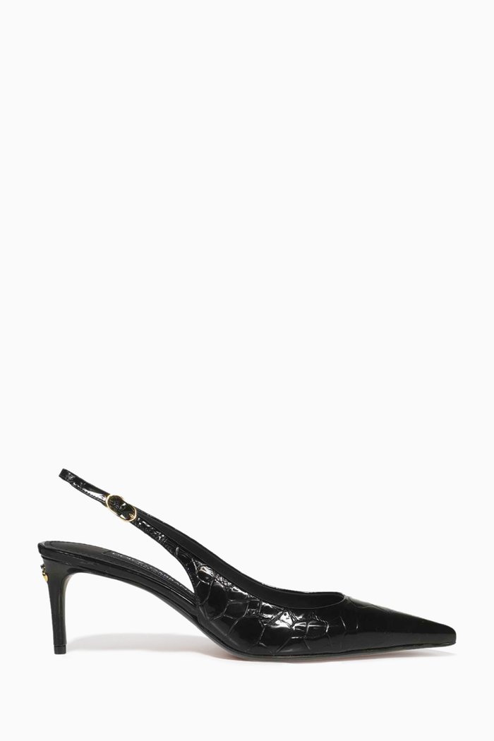 

Lollo 60 Slingback Pumps in Tortoiseshell-print Patent Leather, Black