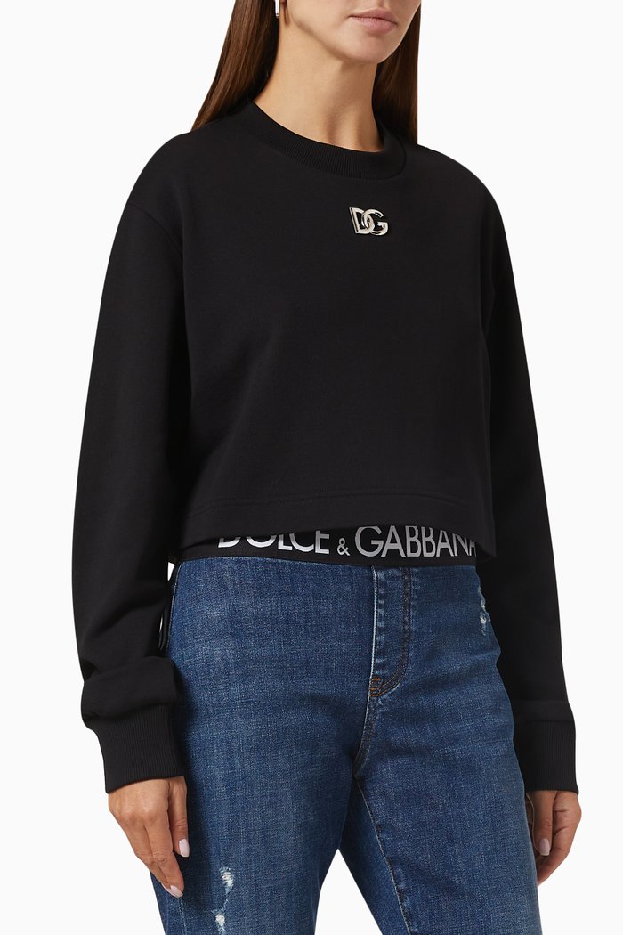 

DG-logo Cropped Sweatshirt in Jersey, Black