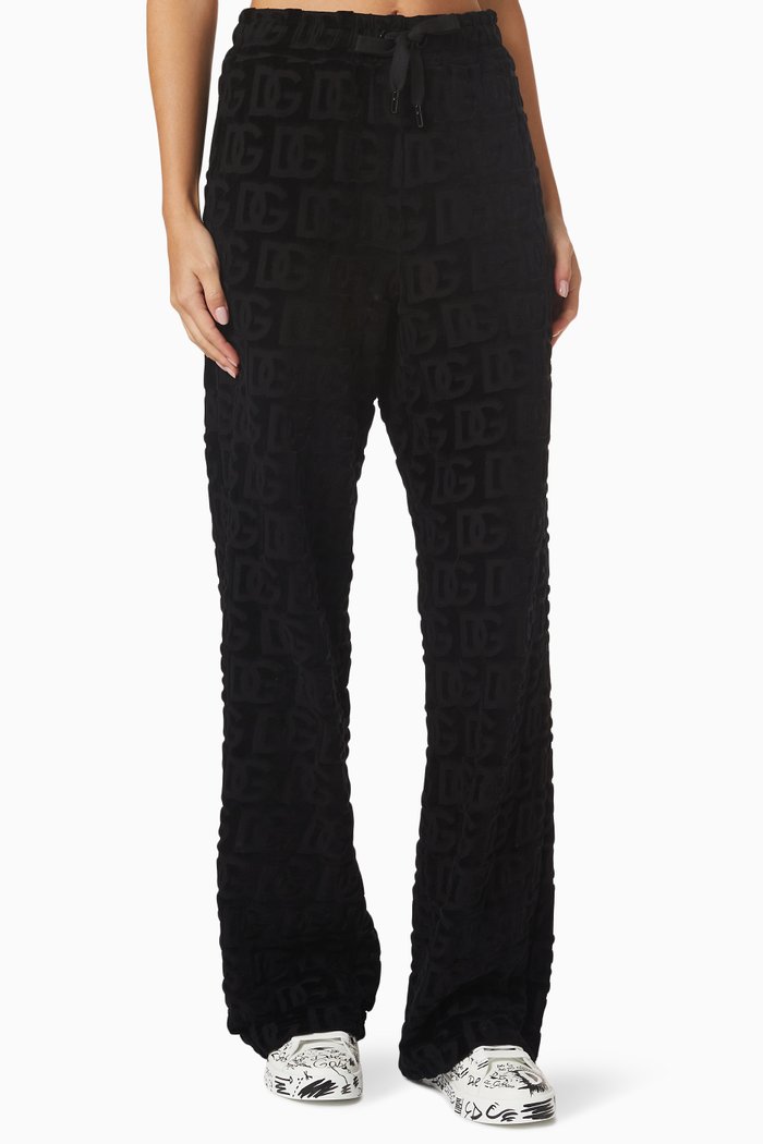 

DG Logo Flared Pants in Jacquard, Black