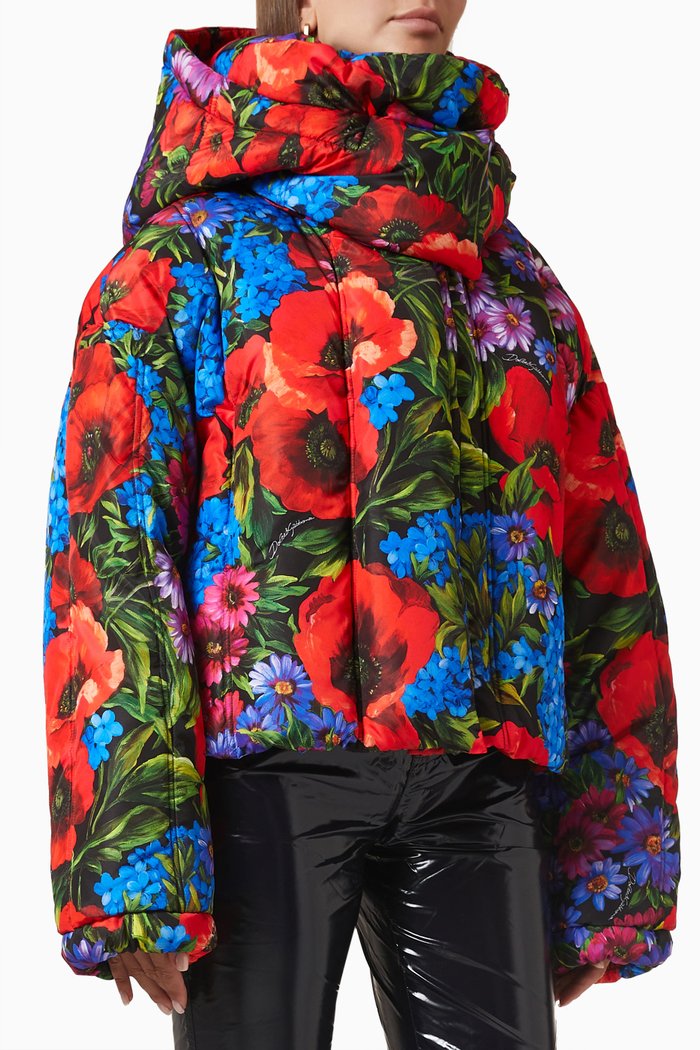 

Floral Parka in Nylon, Blue