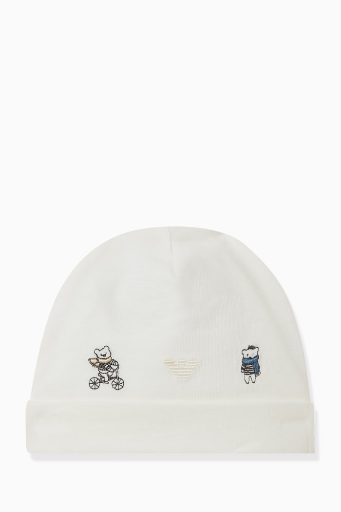 

Logo Teddy Bear Beanie in Cotton, White