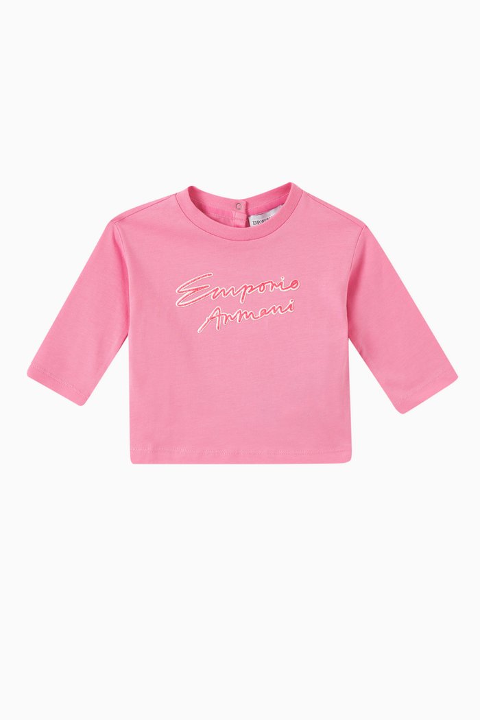 

Macro Logo Print T-shirt in Cotton Jersey, Pink