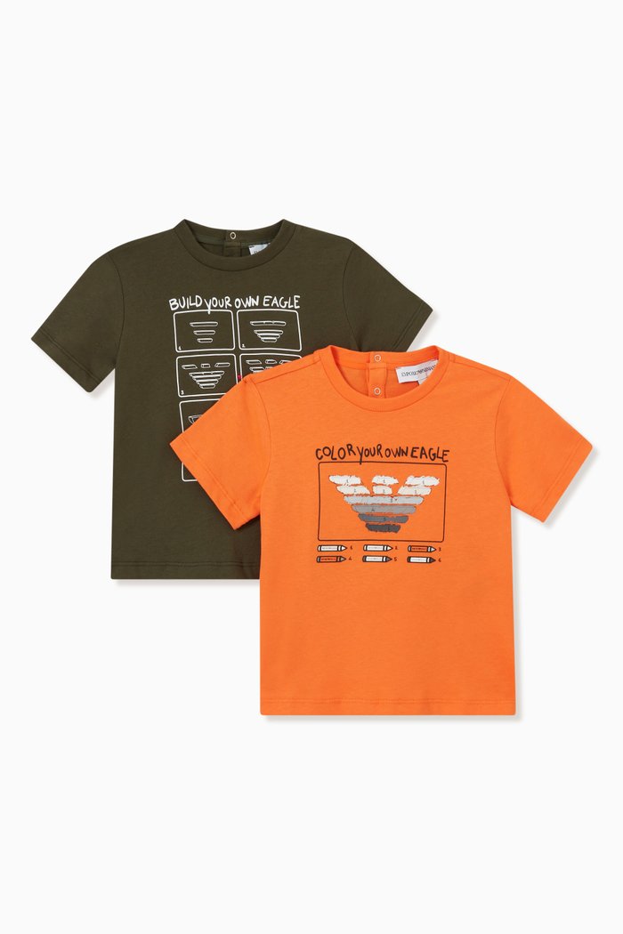 

EA Eagle Logo T-shirts in Cotton, Set of 2, Orange