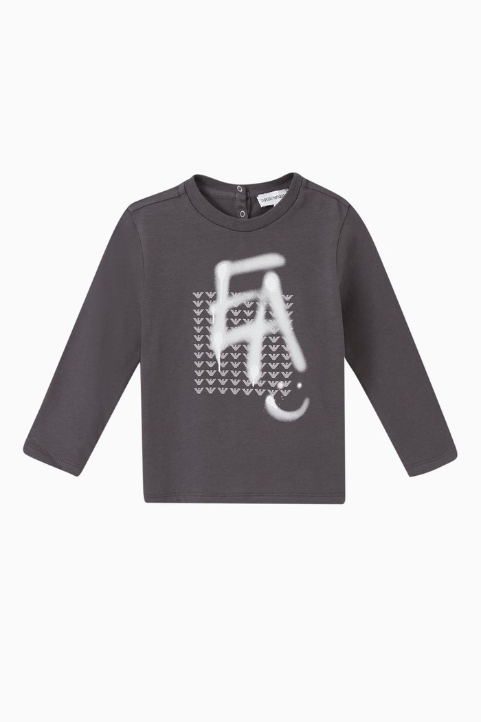 

EA Graffiti Long Sleeve T-shirt in Cotton, Grey