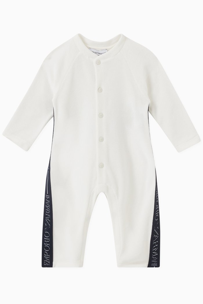 

Logo Tape Romper in Cotton, White