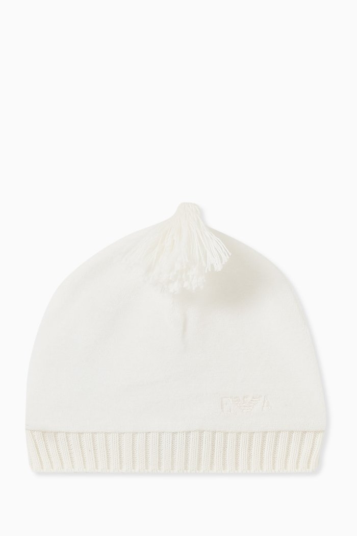 

Eagle Logo Beanie Hat in Cotton, White