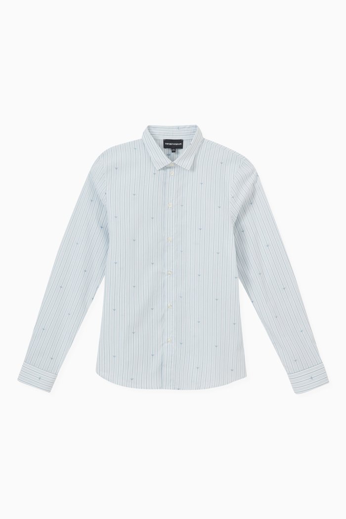 

Striped Logo Polo Shirt in Cotton, Blue
