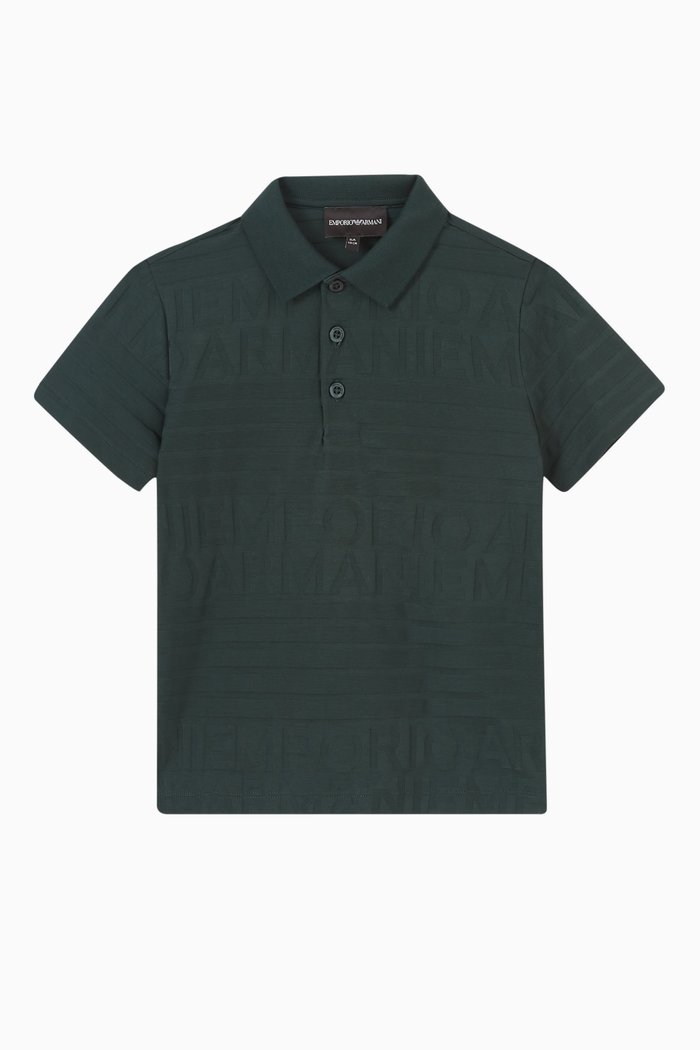 

Striped Logo Polo Shirt in Cotton, Green