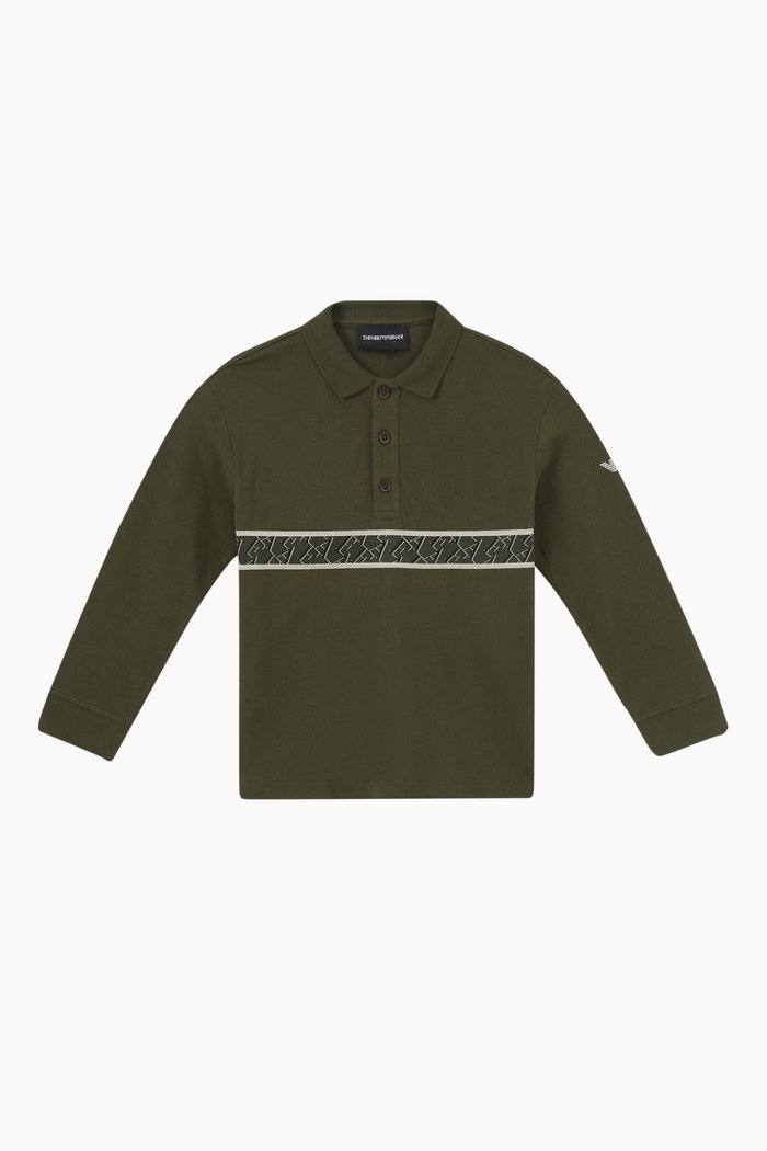 

Logo Tape Polo Shirt in Cotton, Green