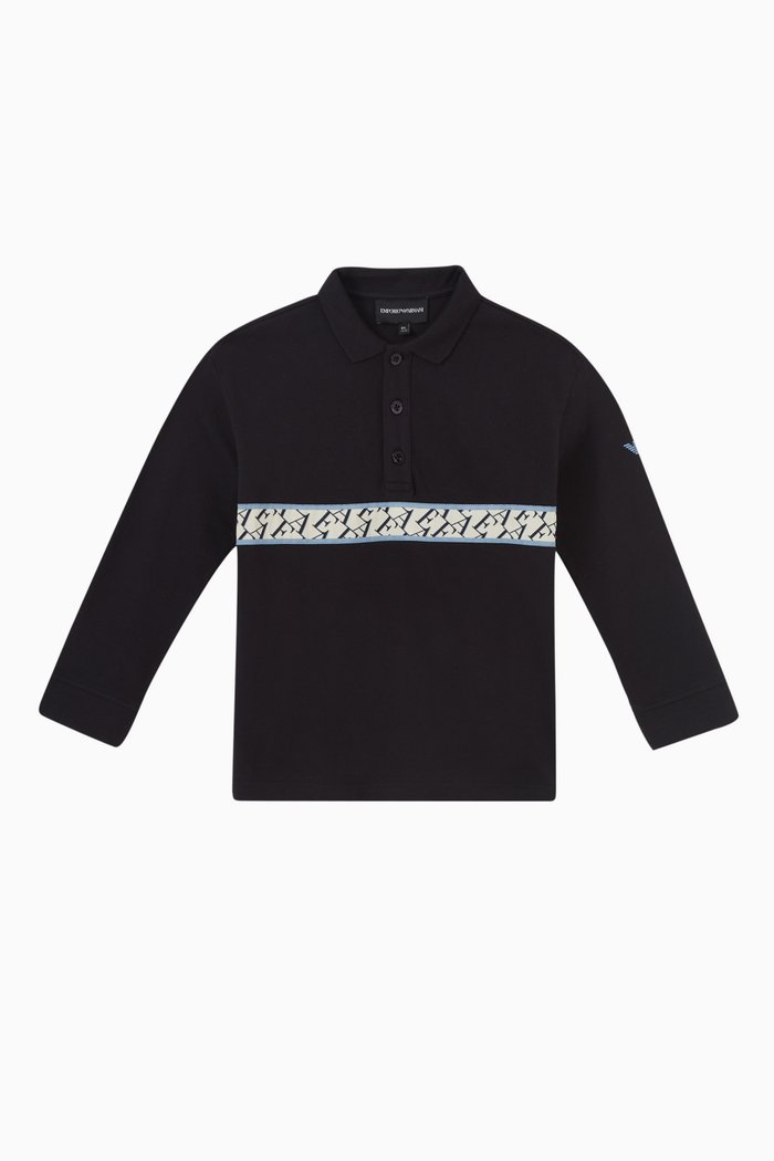 

Logo Tape Polo Shirt in Cotton, Blue
