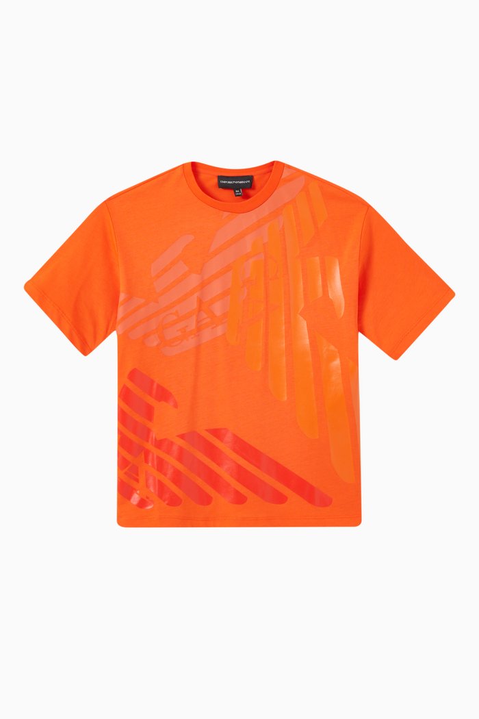 

Macro Eagle Logo Print T-shirt in Cotton Jersey, Orange