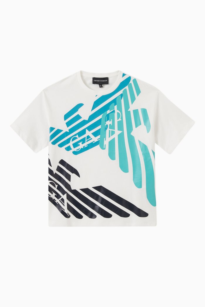 

Macro Eagle Logo Print T-shirt in Cotton Jersey, White