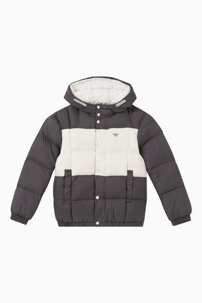 

Hooded Puffer Jacket in Polyamide, Grey