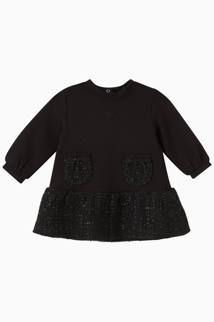 

Logo Tweed Pocket Dress, Black