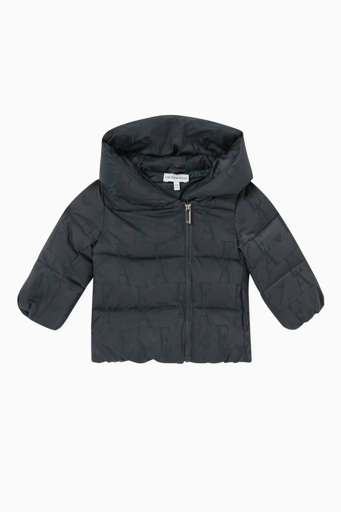

EA Logo Puffer Jacket in Nylon Jacquard, Blue