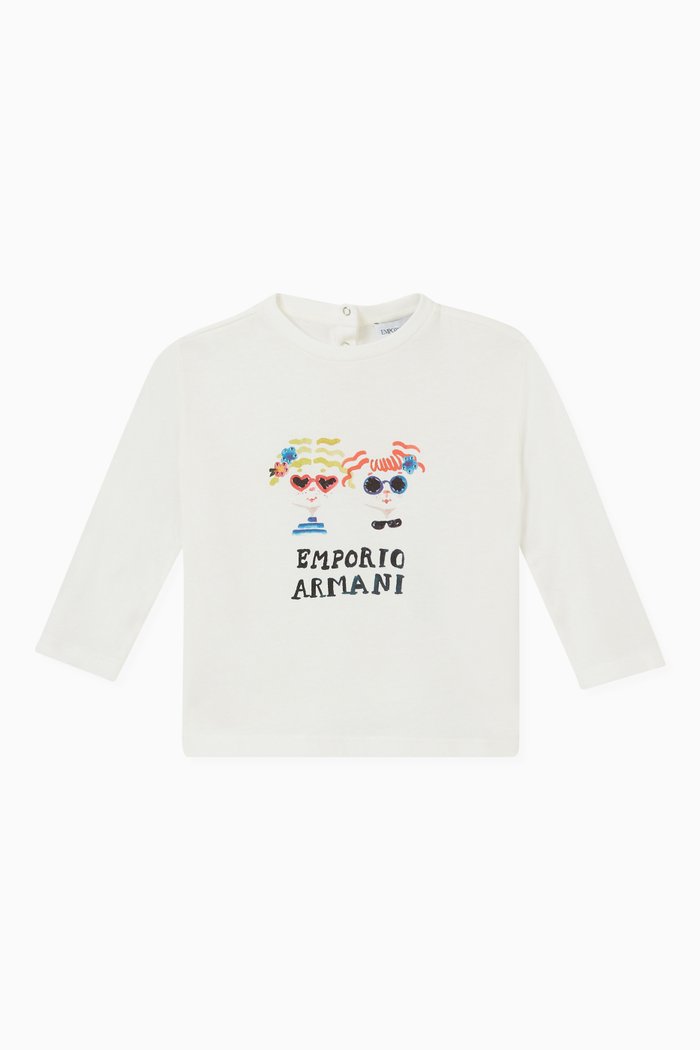 

EA Faces Graphic Long Sleeve T-shirt in Cotton, White