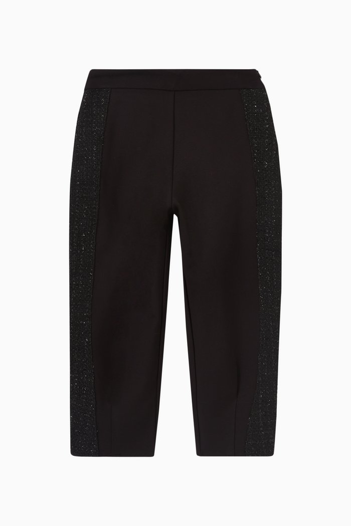 Tweed Tape Pants in Viscose-blend Jersey, Black