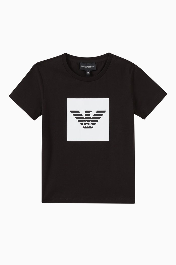 

Eagle Logo Print T-shirt in Cotton Jersey, Black