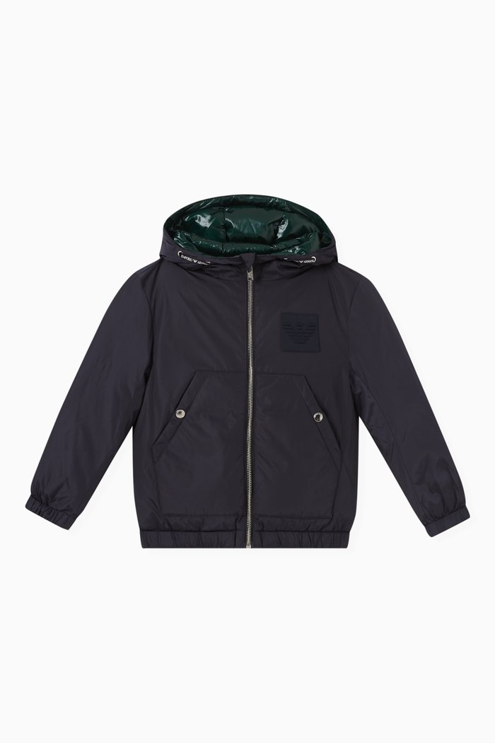 

Logo Reversible Puffer Jacket in Fabric, Blue