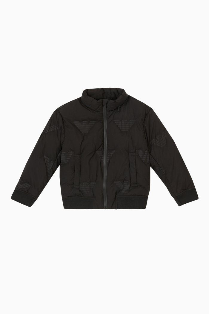 

EA Eagle Zippered Puffer Jacket, Black