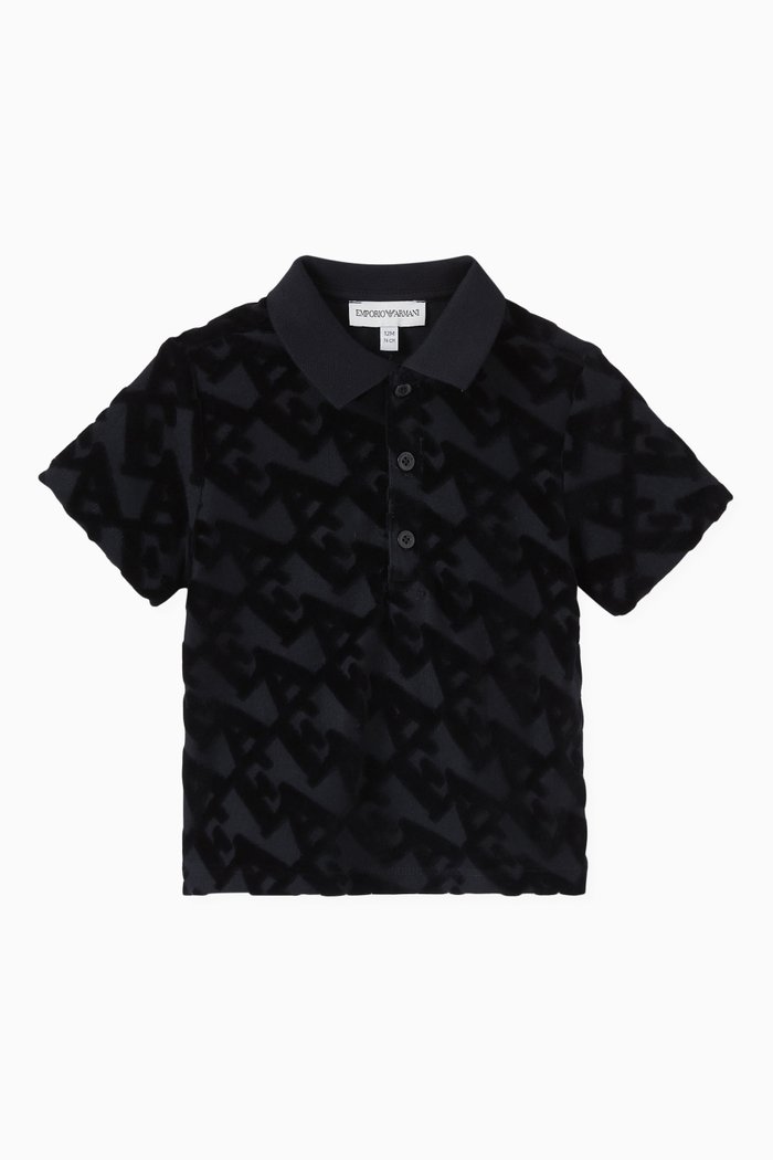 

EA Eagle Flocked Polo Shirt in Cotton-blend, Blue