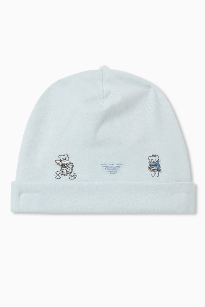 

Logo Teddy Bear Beanie in Cotton, Blue