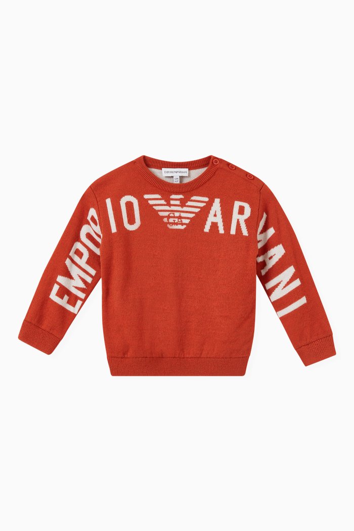 

Logo Crewneck Sweater in Virgin Wool, Orange