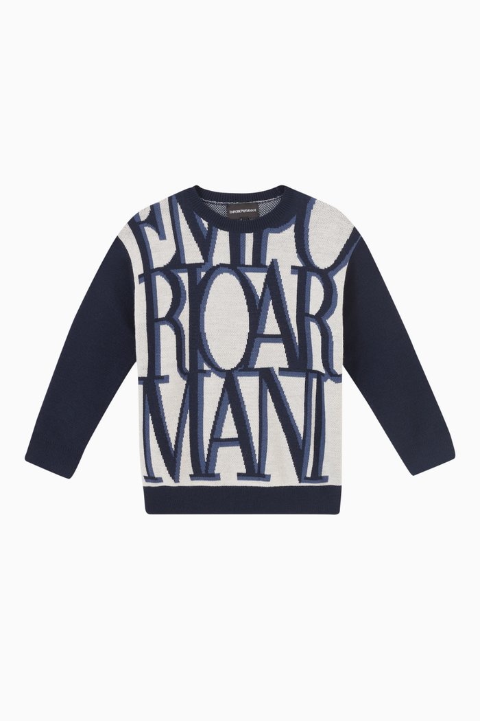 

Logo Knit Sweater in Cotton, Blue