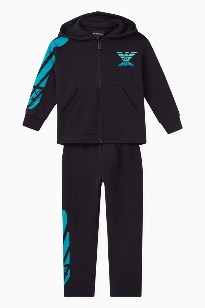 

Eagle Logo Tracksuit Set in Cotton, Set of 2, Blue